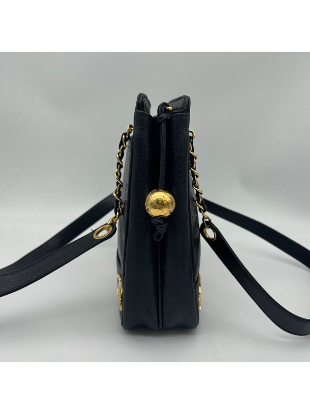 Chanel Triple Coco Chain Tote Shoulder Bag Caviar Leather Black - Picture 3 of 15